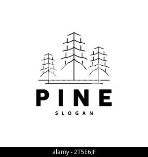 Pine Tree Logo, Luxurious Elegant Simple Design, Fir Tree Vector Abstract, Forest Icon Illustration Pine Product Brand Stock Vector