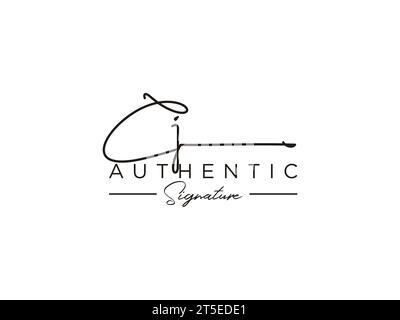 C, J, CJ Initial letter handwritten and signature vector image template ...