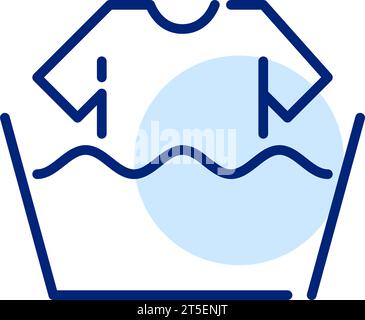 Washing clothes. White t shirt in water. Pixel perfect icon Stock Vector