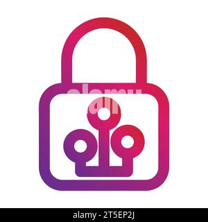 gradient style outline security padlock icon Stock Vector