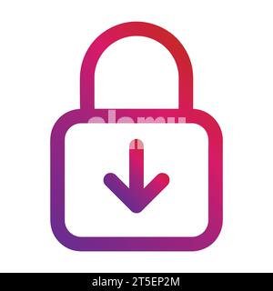 gradient style outline security padlock icon Stock Vector