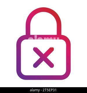 gradient style outline security padlock icon Stock Vector