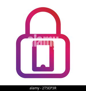 gradient style outline security padlock icon Stock Vector