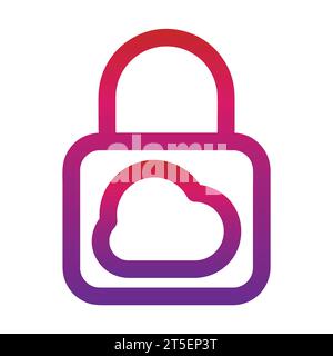 gradient style outline security padlock icon Stock Vector
