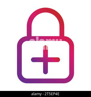 gradient style outline security padlock icon Stock Vector