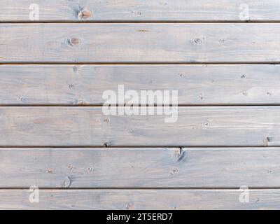 Blue painted wooden planks. Woodgrain texture background of boards in horizontal direction. Building wall exterior close up. Stock Photo