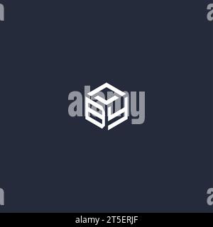 BY initial hexagon logo design inspiration Stock Vector