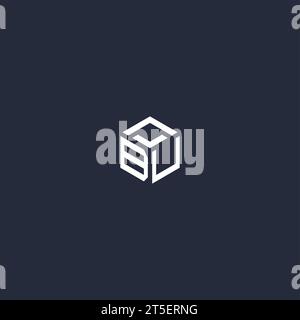 BU initial hexagon logo design inspiration Stock Vector