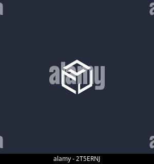 CJ initial hexagon logo design inspiration Stock Vector