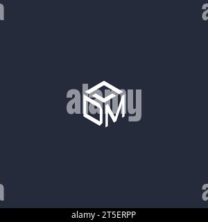DM initial hexagon logo design inspiration Stock Vector