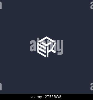 EK initial hexagon logo design inspiration Stock Vector