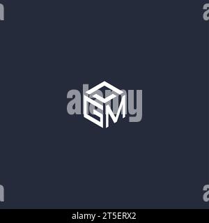 GM initial hexagon logo design inspiration Stock Vector