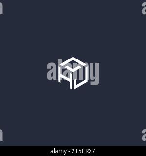 HJ initial hexagon logo design inspiration Stock Vector