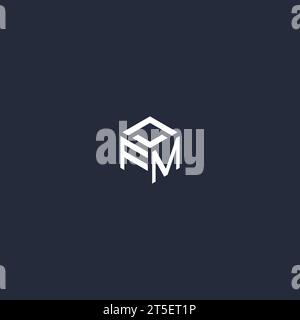 FM initial hexagon logo design inspiration Stock Vector