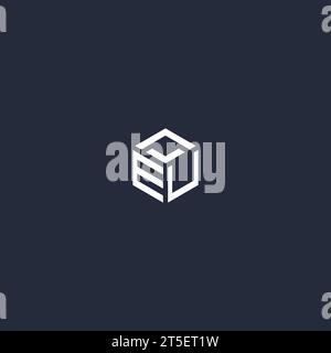 EU initial hexagon logo design inspiration Stock Vector