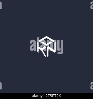 KN initial hexagon logo design inspiration Stock Vector
