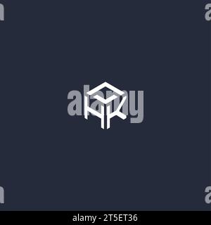 HK initial hexagon logo design inspiration Stock Vector