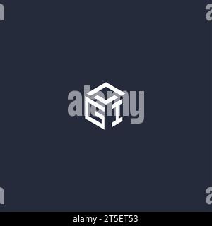 GI initial hexagon logo design inspiration Stock Vector
