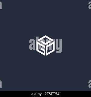 GO initial hexagon logo design inspiration Stock Vector