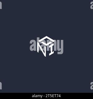 NI initial hexagon logo design inspiration Stock Vector