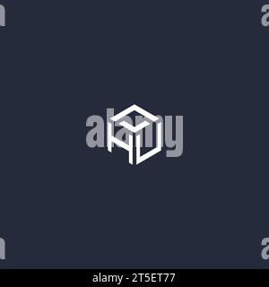 HU initial hexagon logo design inspiration Stock Vector