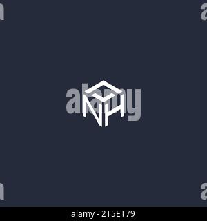 NH initial hexagon logo design inspiration Stock Vector