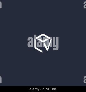 LV initial hexagon logo design inspiration Stock Vector