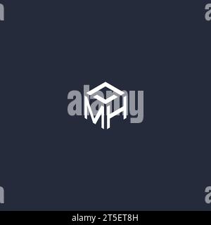 MH initial hexagon logo design inspiration Stock Vector