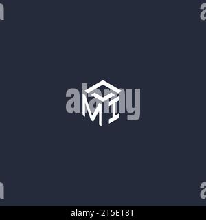 MI initial hexagon logo design inspiration Stock Vector