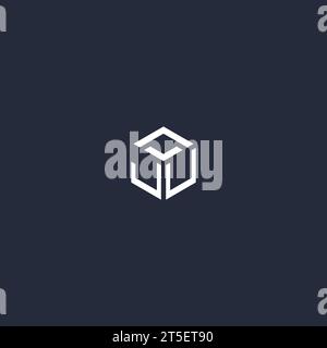 JU initial hexagon logo design inspiration Stock Vector