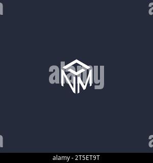 NM initial hexagon logo design inspiration Stock Vector
