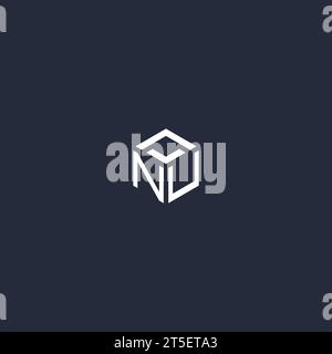 NU initial hexagon logo design inspiration Stock Vector