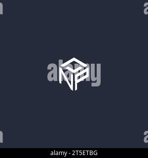 NP initial hexagon logo design inspiration Stock Vector