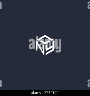 NY initial hexagon logo design inspiration Stock Vector