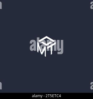 MT initial hexagon logo design inspiration Stock Vector