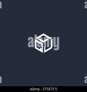 QJ initial hexagon logo design inspiration Stock Vector