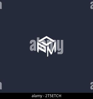 PM initial hexagon logo design inspiration Stock Vector