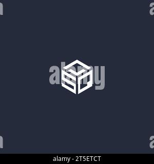 SQ initial hexagon logo design inspiration Stock Vector