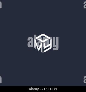 MY initial hexagon logo design inspiration Stock Vector