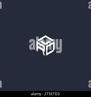 RD initial hexagon logo design inspiration Stock Vector