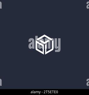 OU initial hexagon logo design inspiration Stock Vector