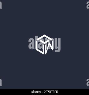 UW initial hexagon logo design inspiration Stock Vector