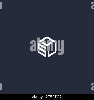 SJ initial hexagon logo design inspiration Stock Vector