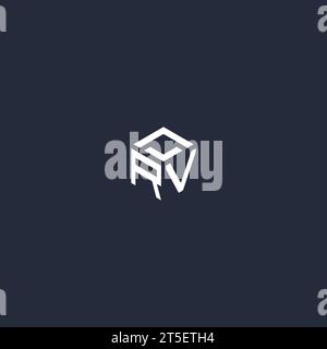 RV initial hexagon logo design inspiration Stock Vector