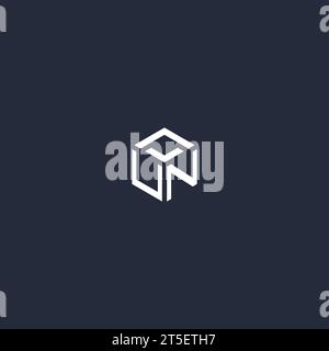 UN initial hexagon logo design inspiration Stock Vector