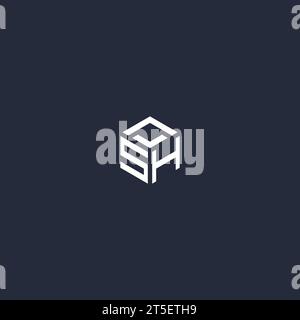 SH initial hexagon logo design inspiration Stock Vector