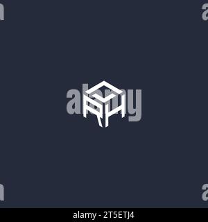 RH initial hexagon logo design inspiration Stock Vector