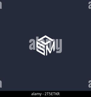 SM initial hexagon logo design inspiration Stock Vector