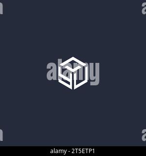 YU initial hexagon logo design inspiration Stock Vector