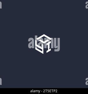 YI initial hexagon logo design inspiration Stock Vector